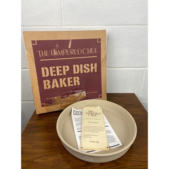 Pampered Chef Deep Dish Baker Superstone‎ Pizza Bread Stone Recipe Book Vintage - Picture 1 of 5